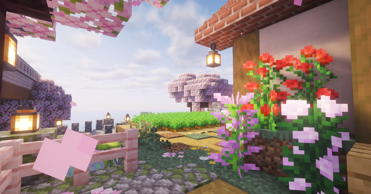 【マイクラ建築】入口から段々畑を見る（シェーダーあり）