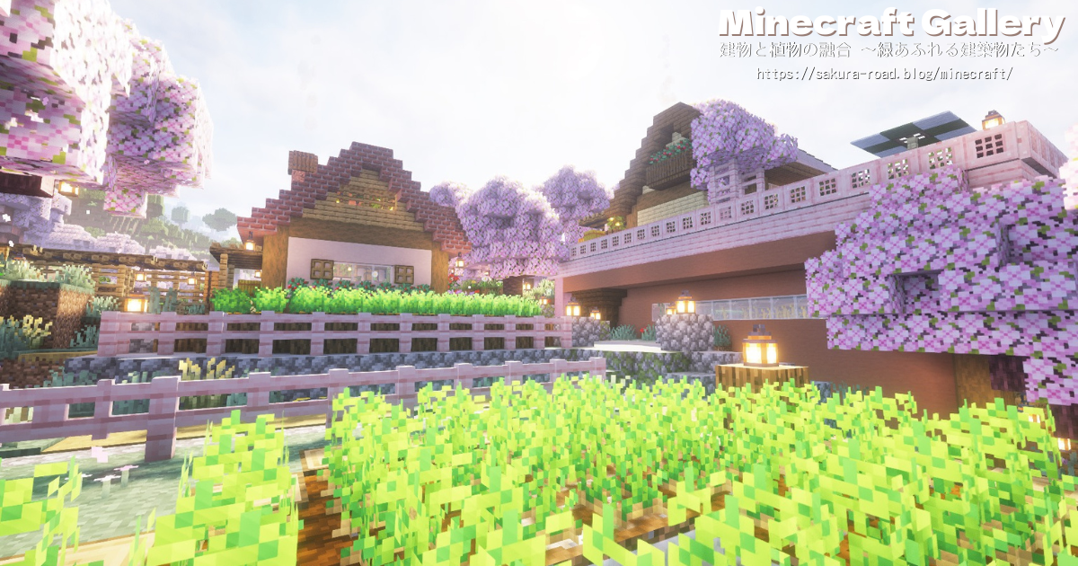 【マイクラ建築】段々畑から農民さんの家とカフェを見る（シェーダーあり・夜明け）